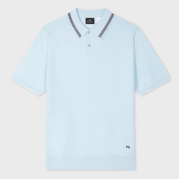 PS Paul Smith Light Blue Merino Wool Polo Shirt