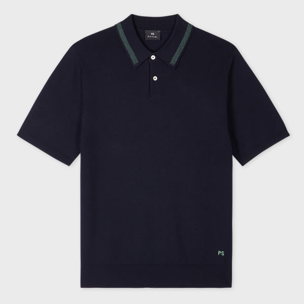 Ps By Paul Smith Ps Paul Smith Logo Embroidered Knitted Polo Shirt In Blue