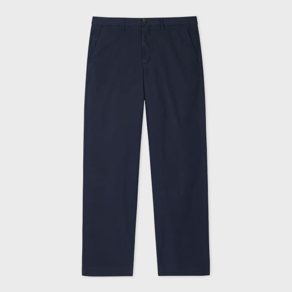 PS Paul Smith Dark Navy Cotton Wide-Leg Chinos Blue