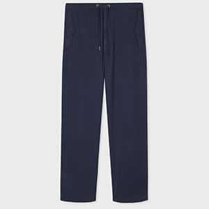PS Paul Smith Navy Cotton-Sateen Drawstring Trousers Blue