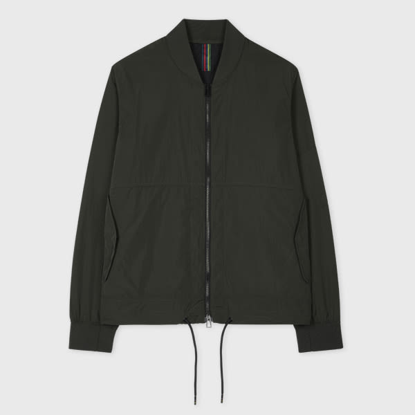 Ps By Paul Smith Dark Green Recycled Nylon Bomber Jacket In Green