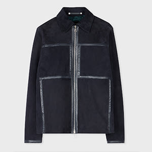 Ps By Paul Smith Navy Suede Zip Jacket Blue In Blue