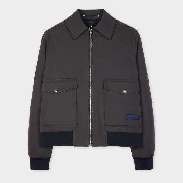 Ps By Paul Smith Grey Cotton-nylon Twill Jacket Brown In Brown