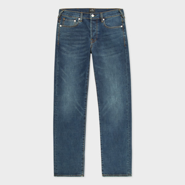 PS Paul Smith Standard-Fit 11.8oz 'Crosshatch Stretch' Blue-Rinse Jeans