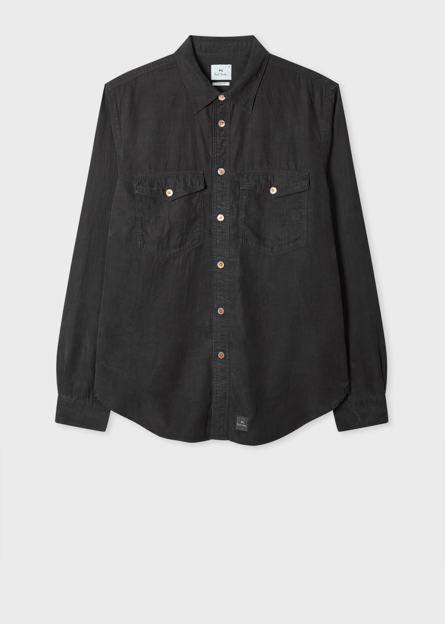 Ps By Paul Smith Black Lyocell-cotton Patch-pocket Shirt In Black