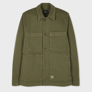 Ps By Paul Smith Green Garment-dyed Organic Cotton Work Jacket In Green