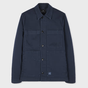 Ps By Paul Smith Dark Navy Garment-dyed Organic Cotton Work Jacket Blue In Blue