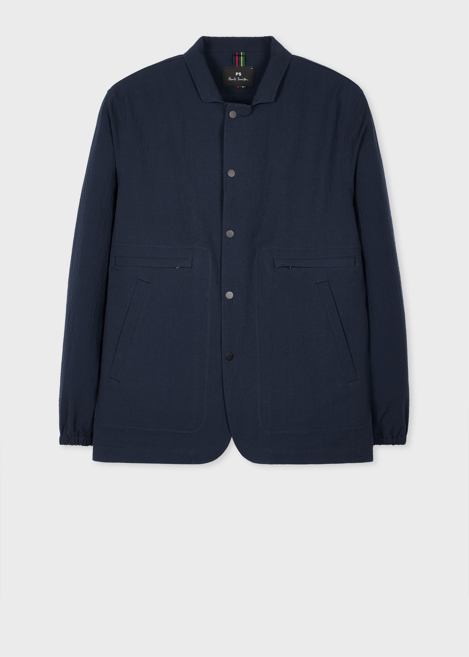 Ps By Paul Smith Navy Stretch-cotton Seersucker Jacket Blue In Blue