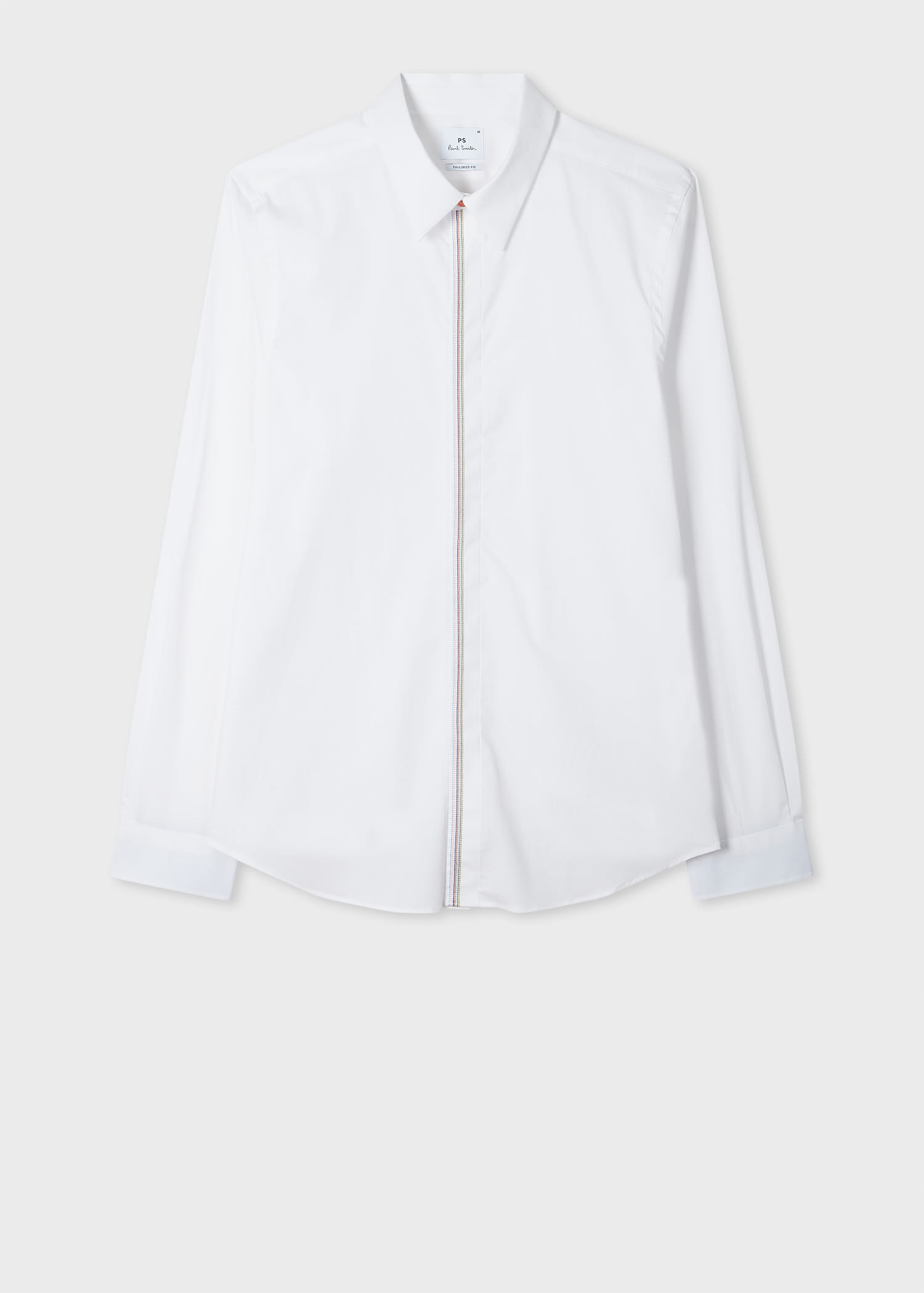 PS Paul Smith Tailored-Fit White Shirt With Embroidered Stripe Placket