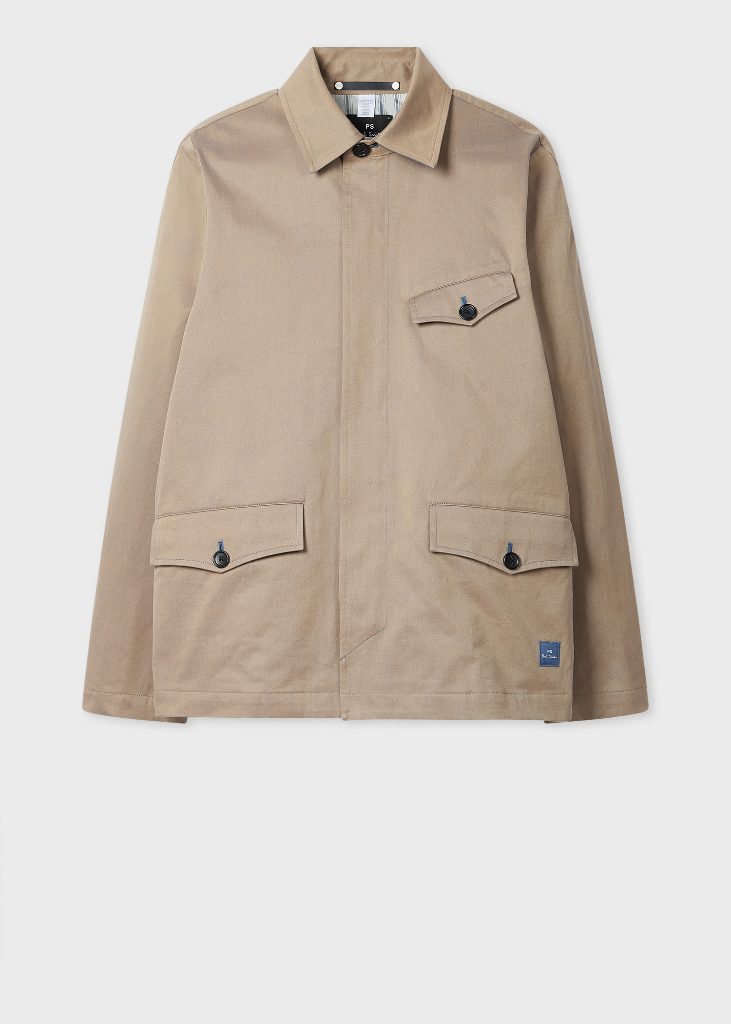 Ps By Paul Smith Stone Cotton Short Jacket Brown In Neutral