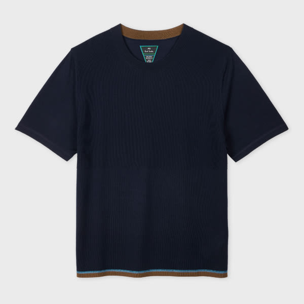 Ps By Paul Smith Navy Washable Merino Wool T-shirt Blue