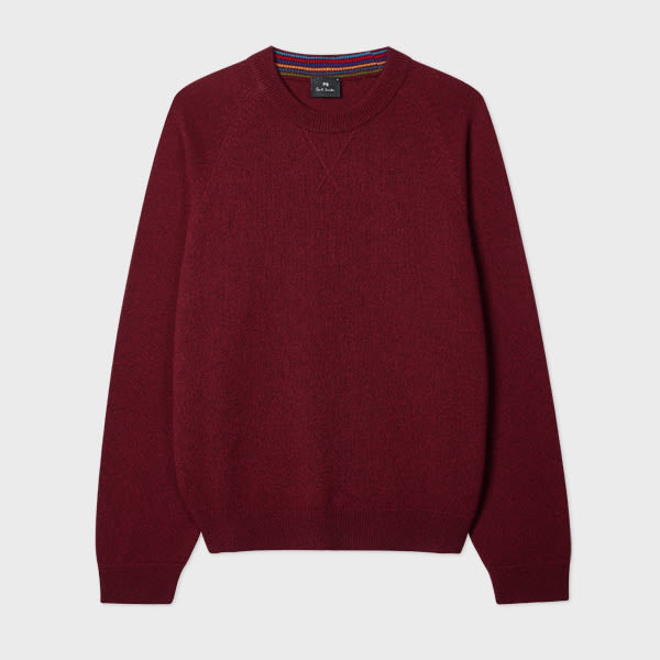 Ps By Paul Smith Dark Red Merino Wool Sweater In Burgundy