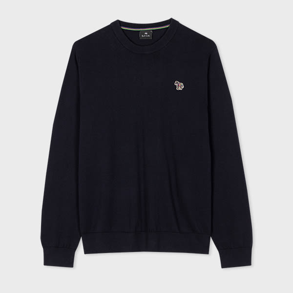 PS Paul Smith Navy Organic Cotton Zebra Logo Sweater Blue