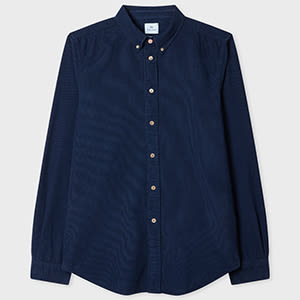 PS Paul Smith Navy Blue Tailored-Fit Cord Shirt