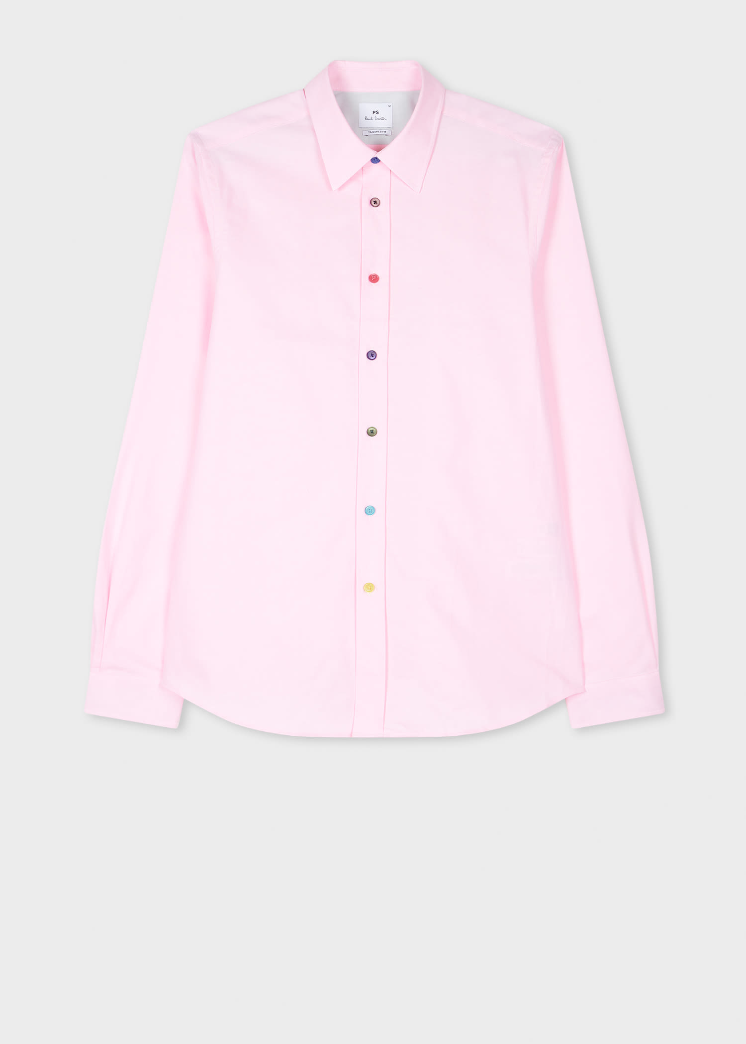 PS Paul Smith Tailored-Fit Light Pink Cotton Shirt with 'Sports Stripe' Buttons