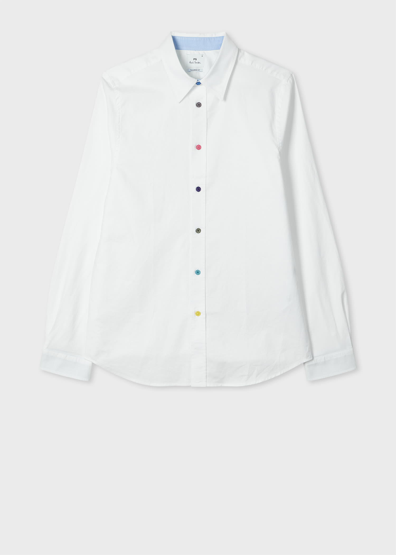 Ps By Paul Smith Tailored-fit White Organic-cotton Multicolour Button Oxford Shirt