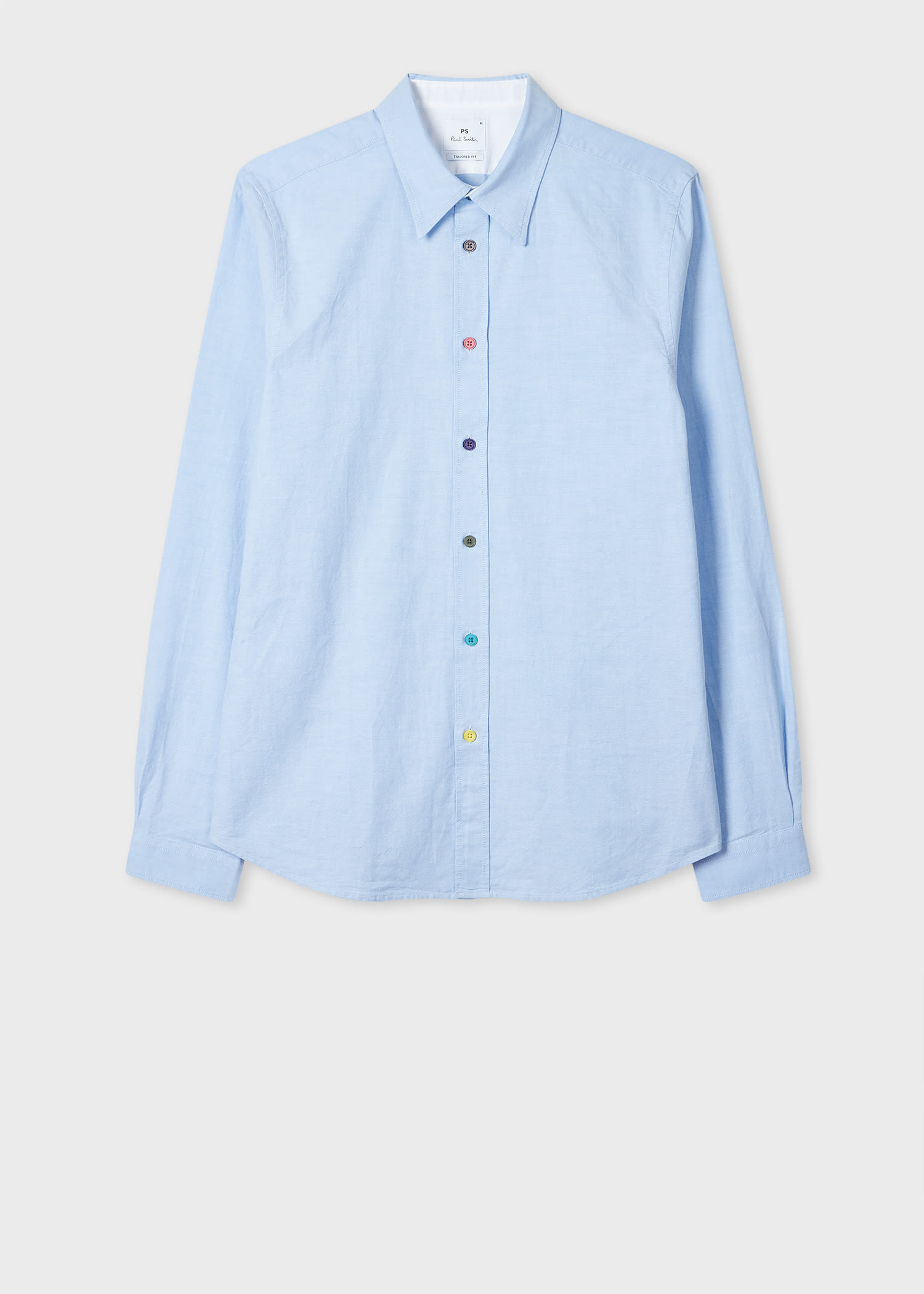 Ps By Paul Smith Tailored-fit Sky Blue Organic-cotton Multicolour Button Oxford Shirt