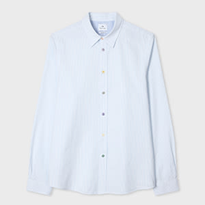 Ps Paul Smith Blue Tailored-Fit Stripe Oxford Shirt,