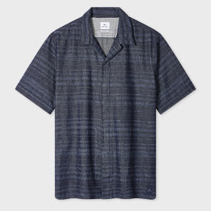 Ps By Paul Smith Casual-fit Denim Wash 'laser Etch' Shirt Blue