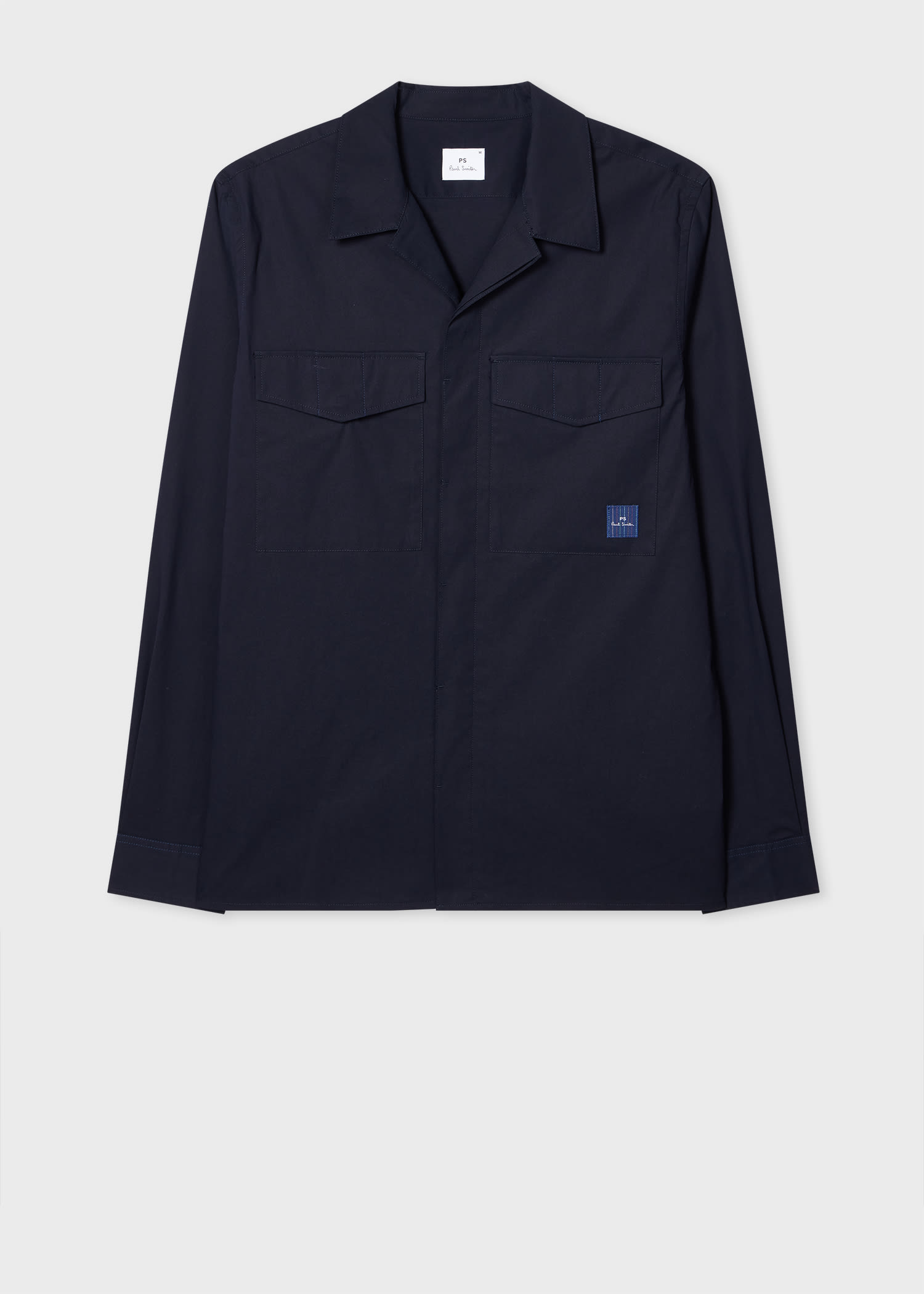 PS Paul Smith Navy Cotton-Nylon Double Pocket Overshirt Blue