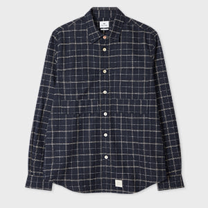 Ps By Paul Smith Regular-fit Navy Cotton Crepe Check Overshirt Blue In Blue