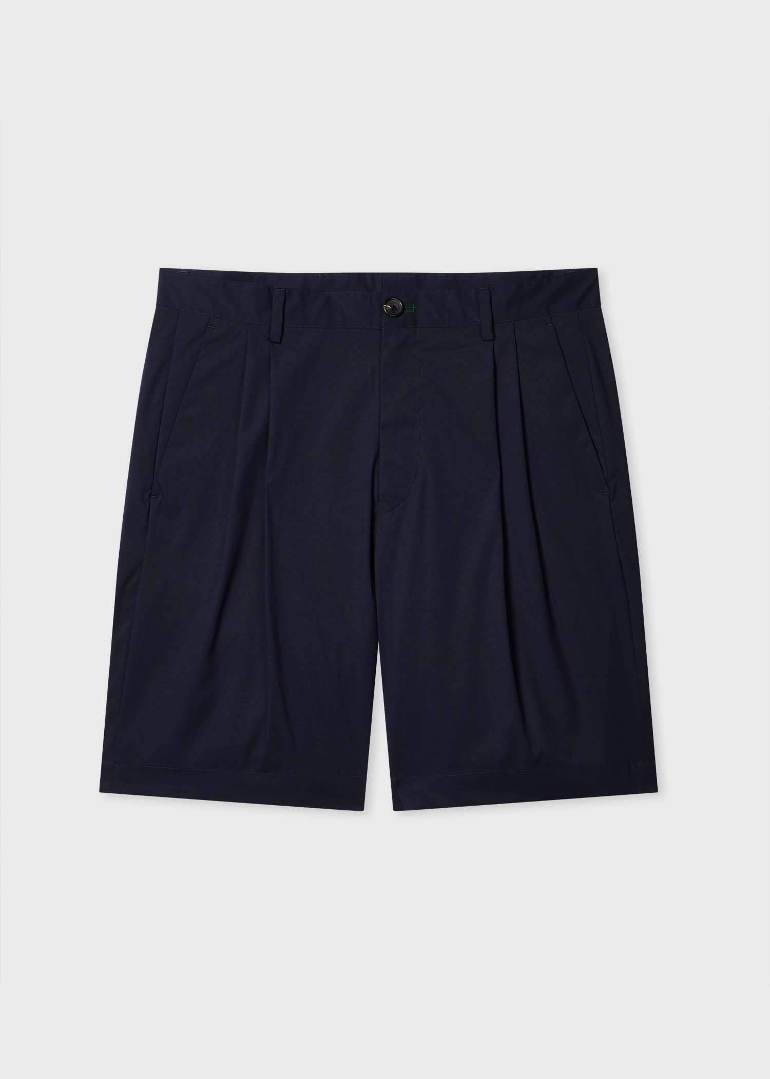 PS Paul Smith Navy Cotton-Nylon Pleated Shorts Blue