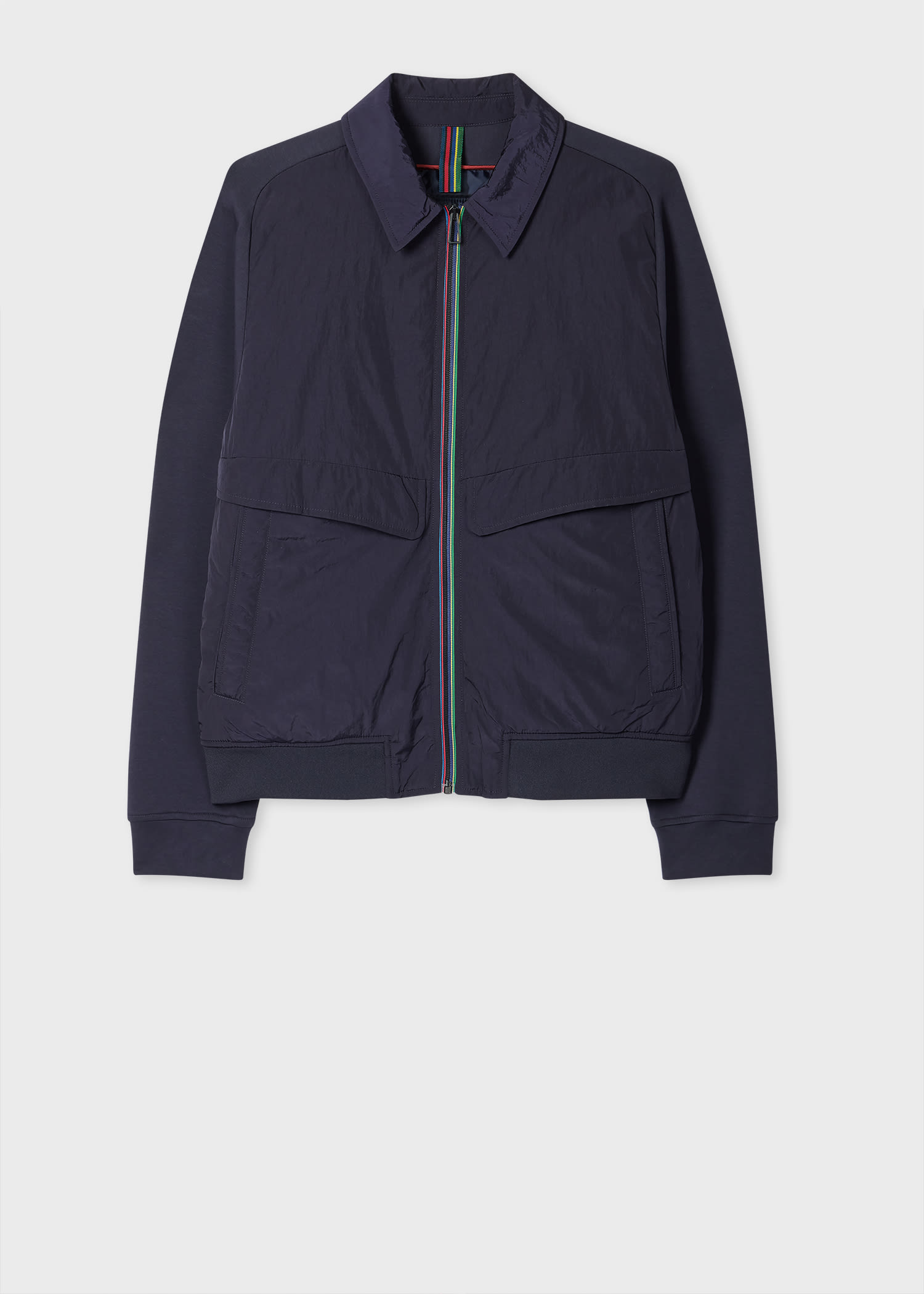 Ps By Paul Smith Navy Recycled-nylon Mixed Media Short Jacket Blue In Blue