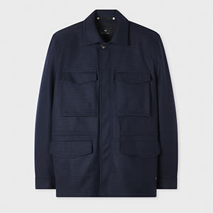 Ps By Paul Smith Navy Textured Wool-blend Field Jacket Blue In Blue