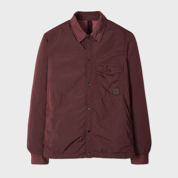 Ps By Paul Smith Burgundy Garment Dyed Recycled-nylon Overshirt Red In Red