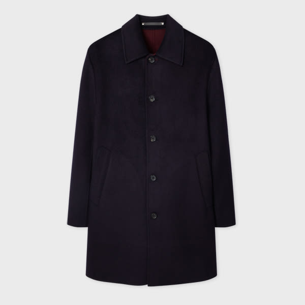 Ps By Paul Smith Navy Double-face Wool-blend Overcoat Blue In Black