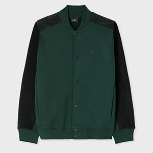 Ps By Paul Smith Dark Green Mix-up Jersey Bomber Jacket In Green