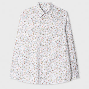 Ps By Paul Smith White Organic Cotton 'ferris Floral' Shirt