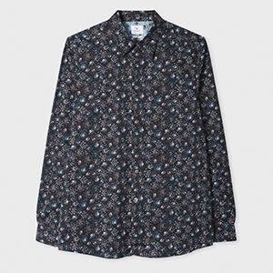 Ps By Paul Smith Black Organic Cotton 'ferris Floral' Shirt In Multi