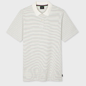 PS Paul Smith Ecru 'Sports Stripe' Cotton Polo Shirt White