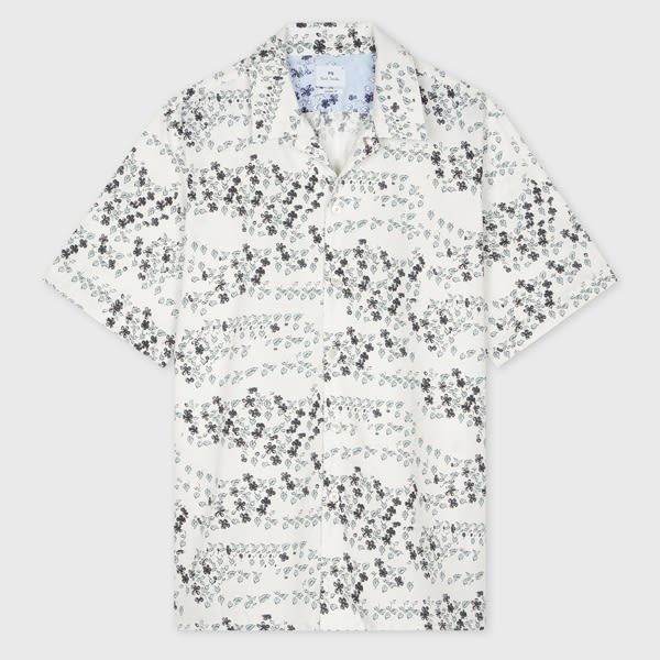 PS Paul Smith Ecru 'Jasmine' Print Short-Sleeve Shirt White