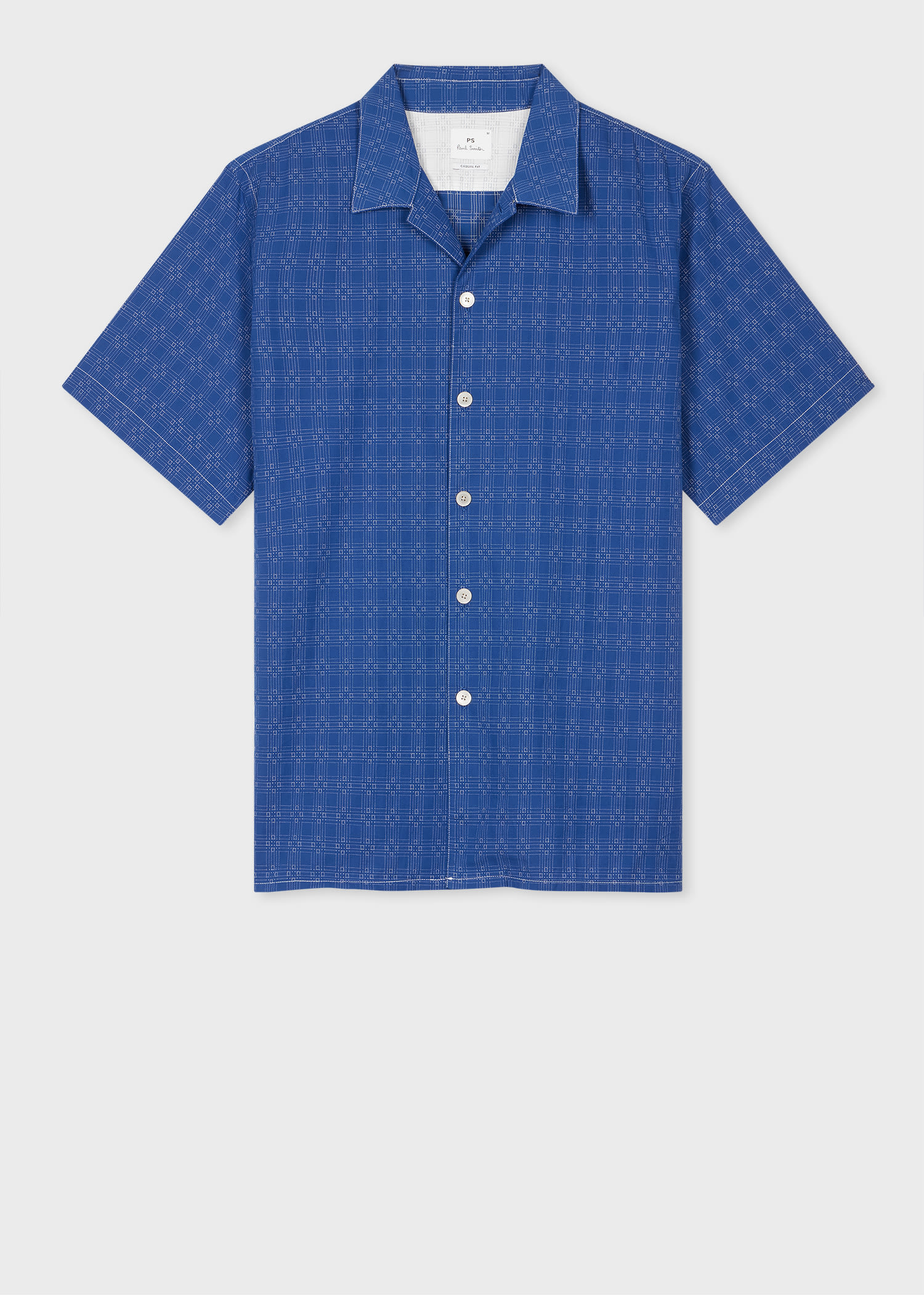 Ps By Paul Smith Casual-fit Cotton Blue 'geometric' Shirt In Blue