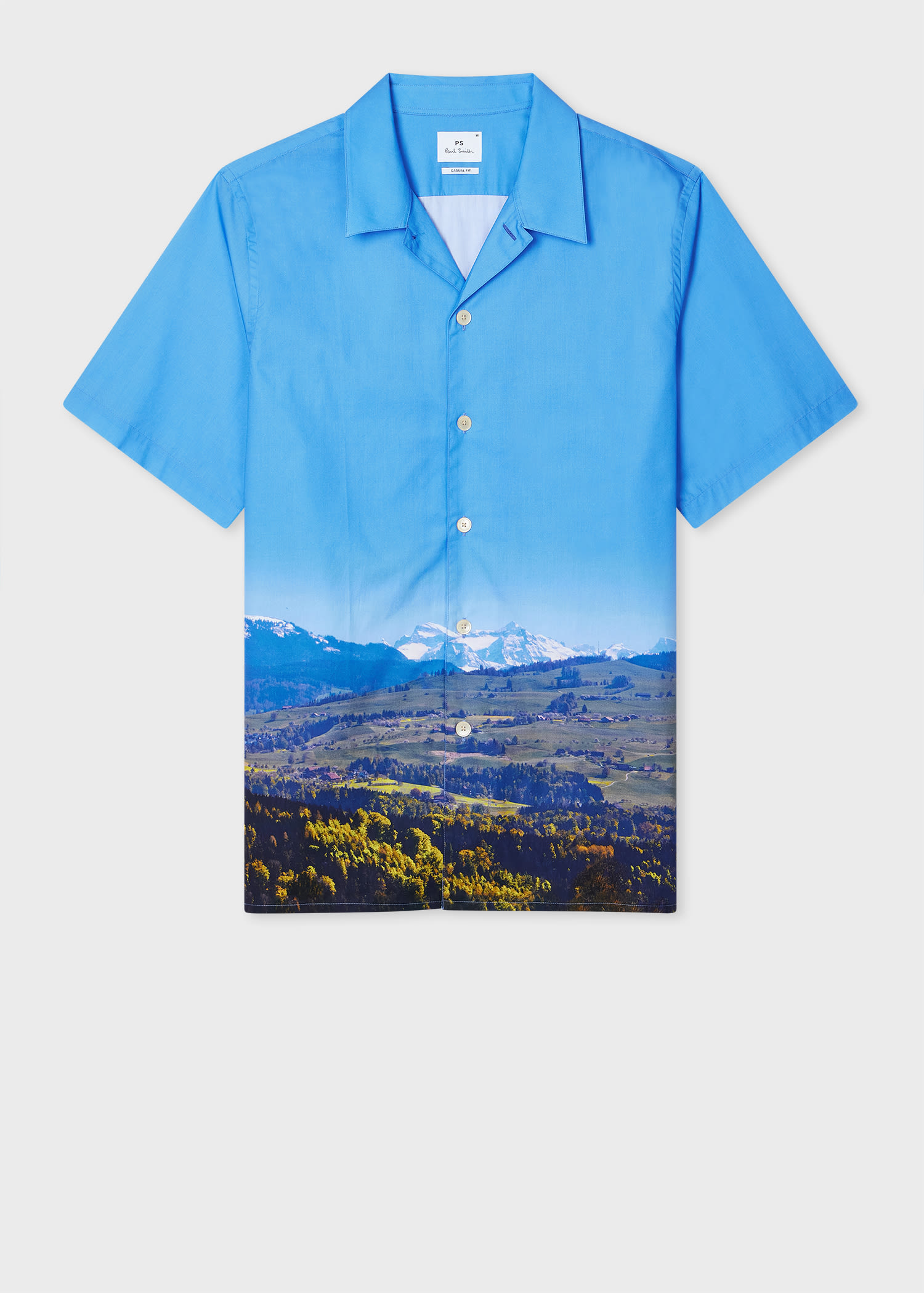 PS Paul Smith Blue Swiss Alps Print Short-Sleeve Shirt