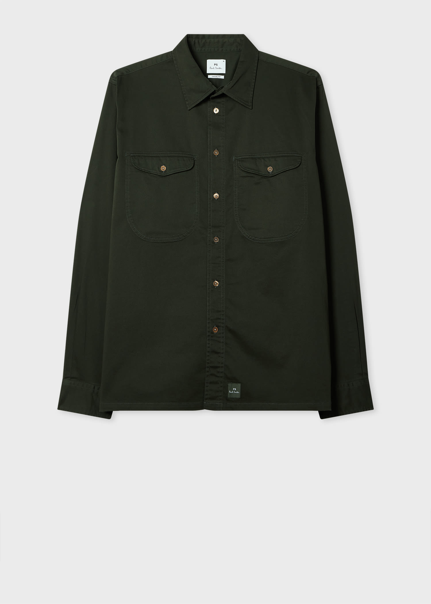 Ps By Paul Smith Dark Green Casual-fit Garment-dyed Sateen Shirt