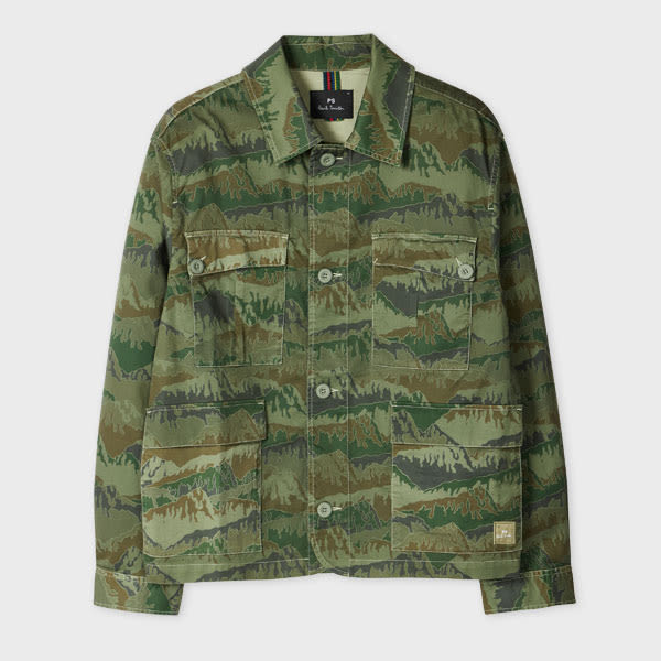 Ps By Paul Smith Khaki 'mountain Camo' Field Jacket Green In Green