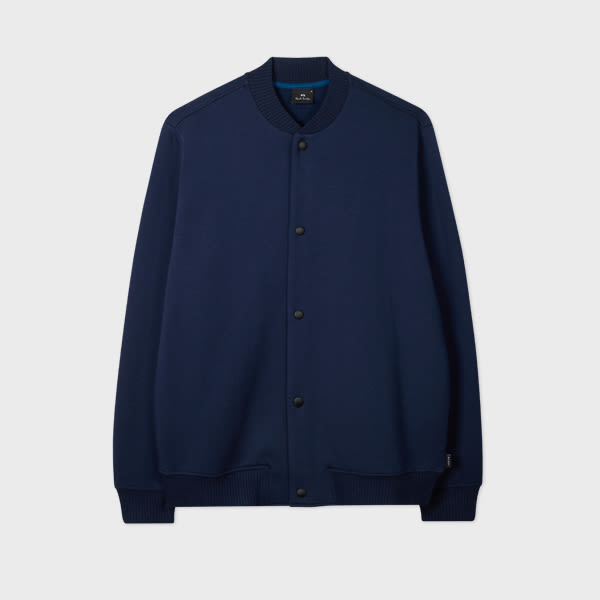 Ps By Paul Smith Navy Jersey Bomber Jacket Blue