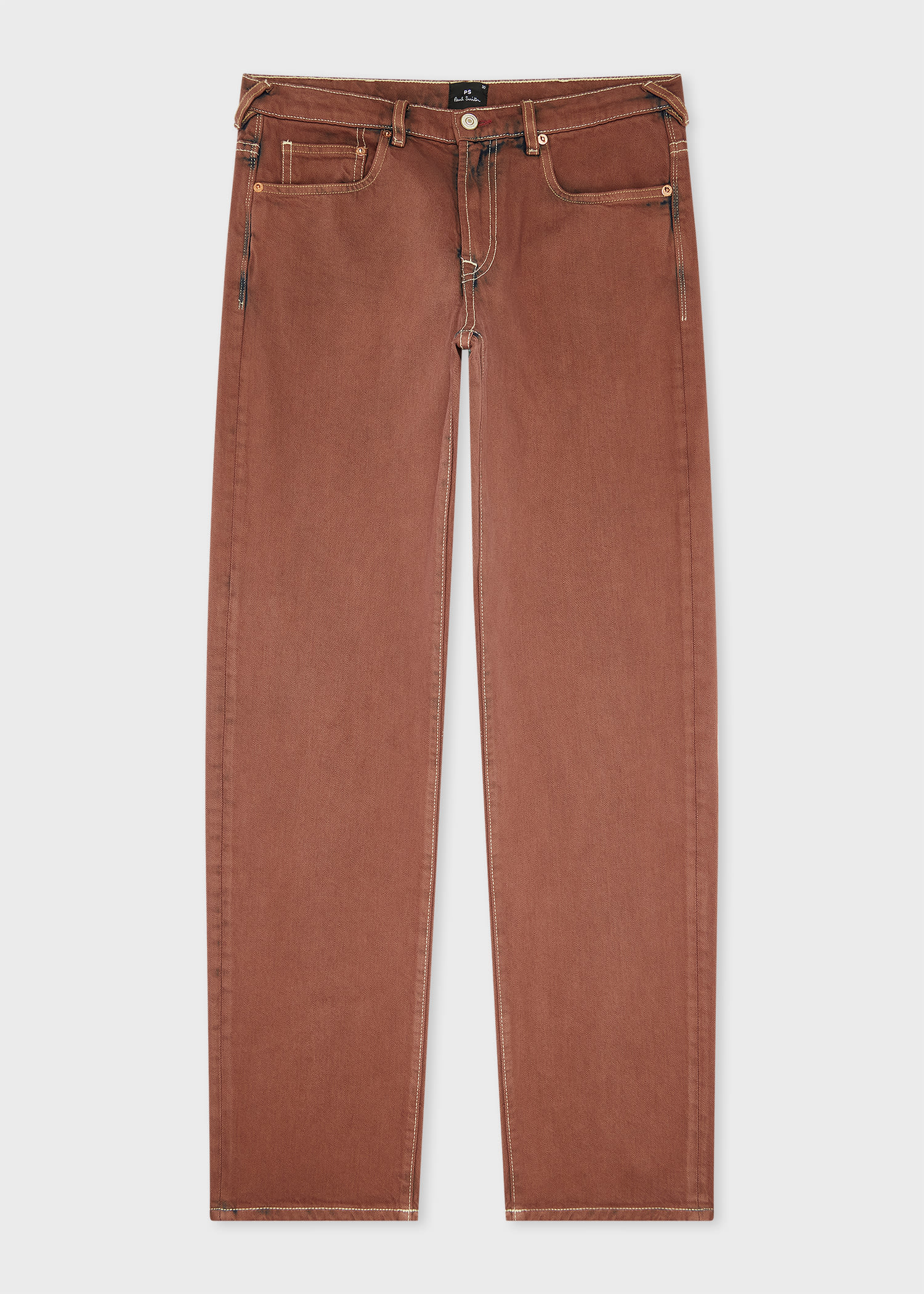 PS Paul Smith Relaxed Tapered-Fit Taupe Bleach-Wash Jeans Brown