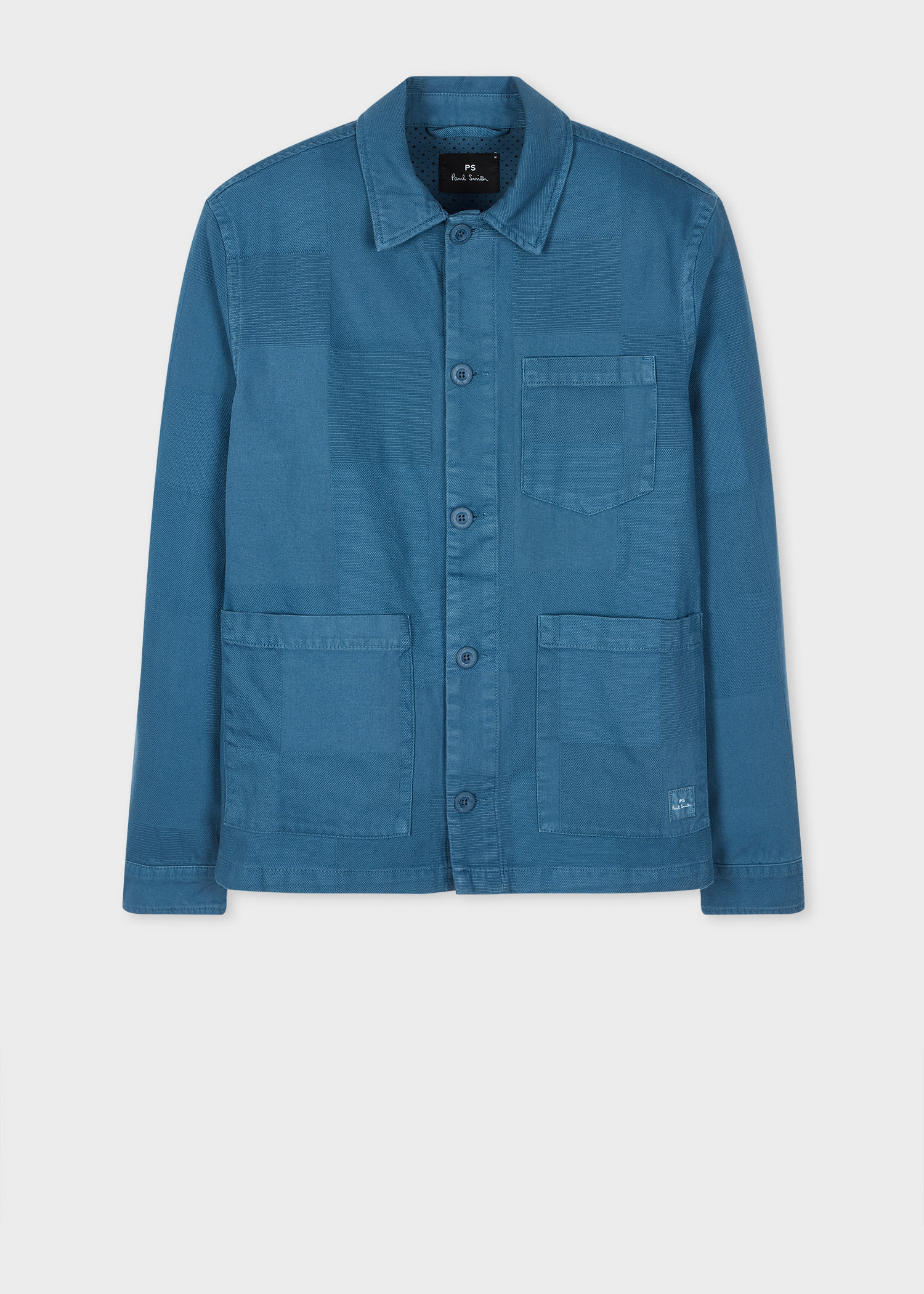 Ps By Paul Smith Blue Cotton Jacquard Work Jacket In Blue