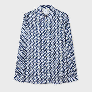 Ps Paul Smith Blue White And Navy 'Zine Floral' Print Shirt