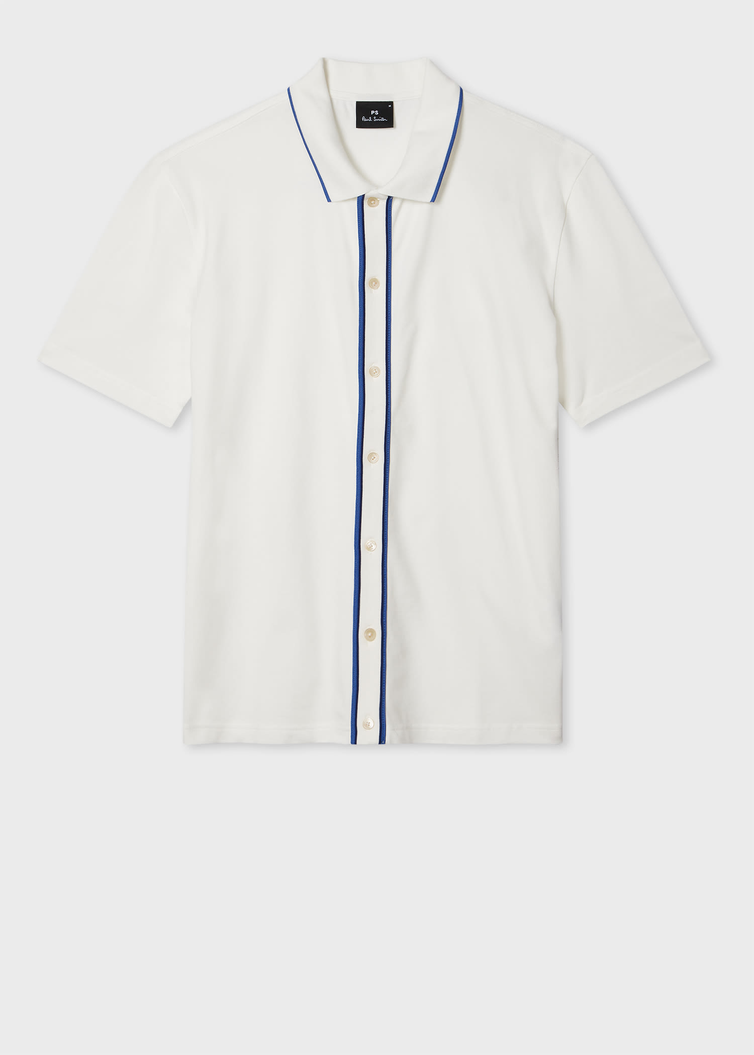 Ps By Paul Smith White Button-front Stretch-cotton Polo Shirt