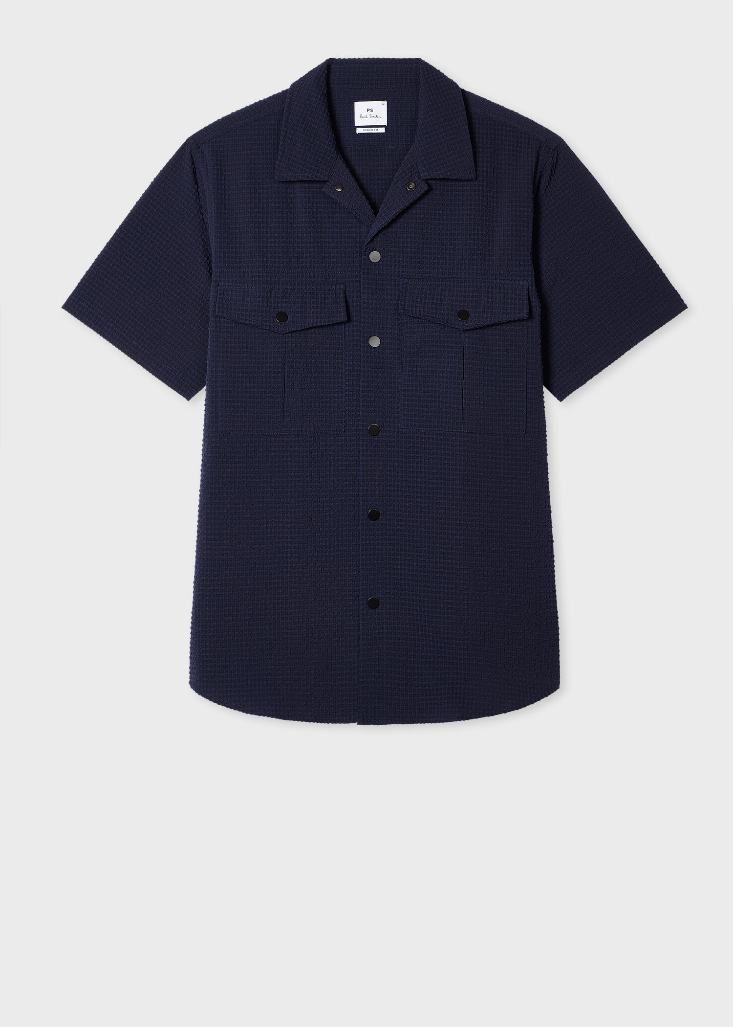 PS Paul Smith Navy Seersucker Short-Sleeve Shirt Blue
