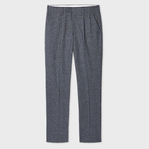 PS Paul Smith Slate Blue Cotton-Linen Melange Trousers