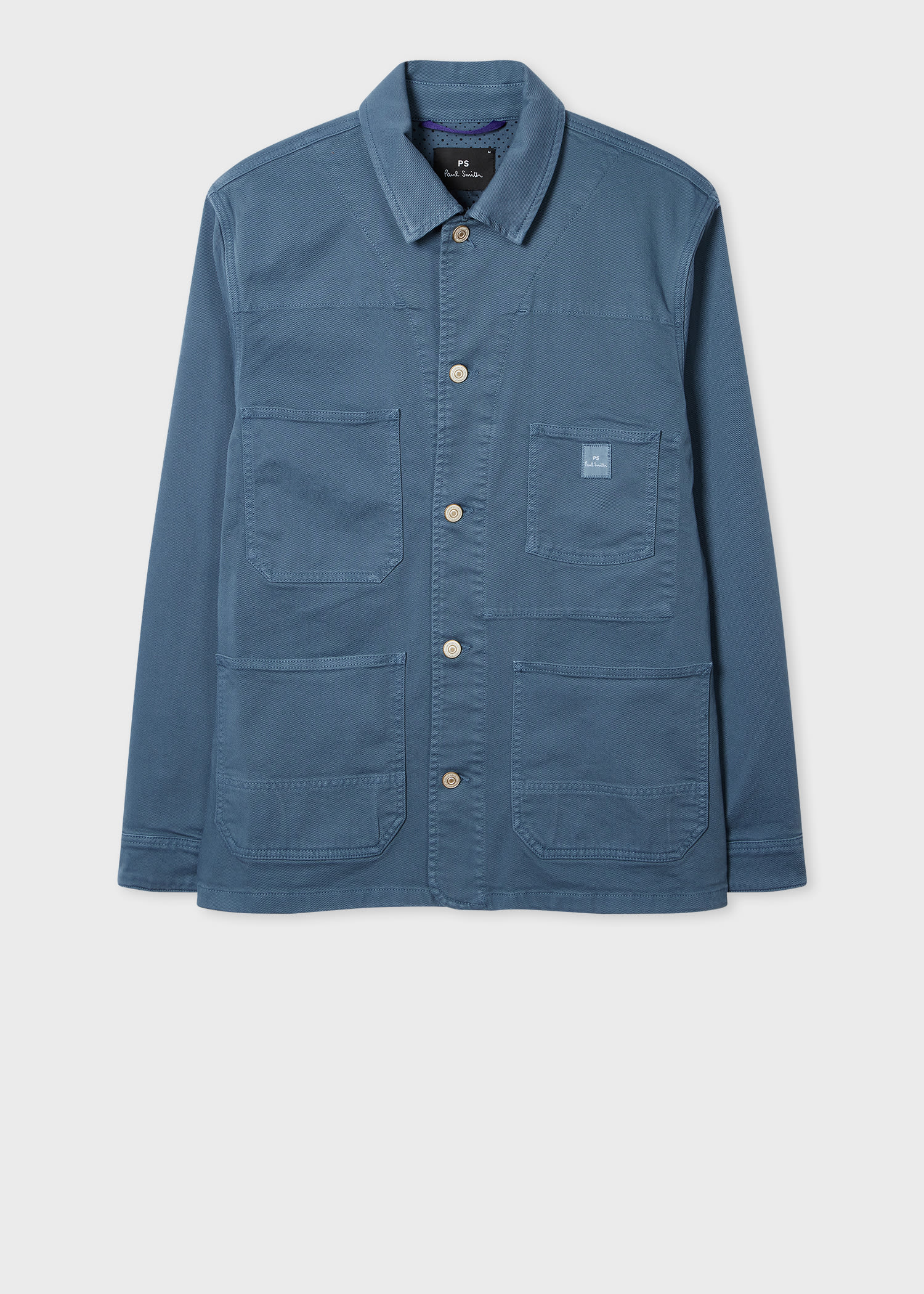 Ps By Paul Smith Mid Blue Stretch Cotton-twill Chore Jacket In Blue
