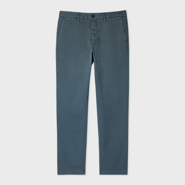 PS Paul Smith Mid-Fit Slate Blue Garment-Dyed 'Broad Stripe Zebra' Chinos Grey