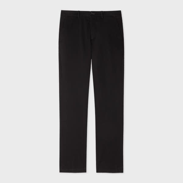 Ps By Paul Smith Mid-fit Black Stretch Sateen Chinos In Black