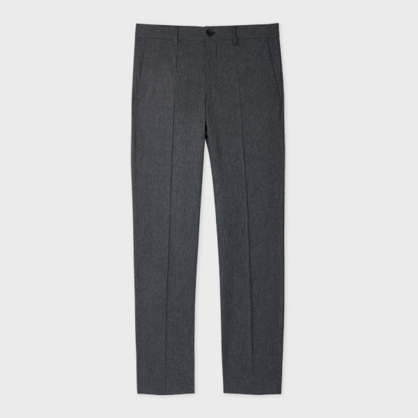 PS Paul Smith Navy Melange Wool-Blend Trousers Blue